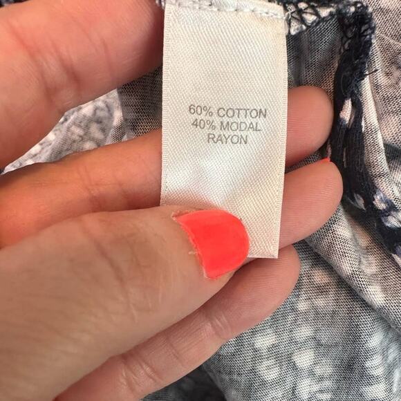 Pure Jill blue printed 3/4 sleeves boat neck top size SP - Picture 4 of 11